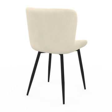 Chaises Taylor velours crème pieds métal noirs - lot de 4