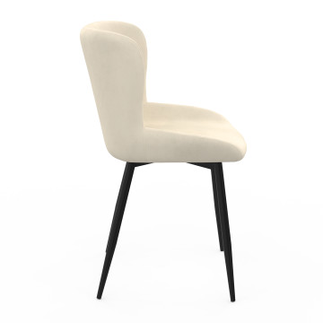 Chaises Taylor velours crème pieds métal noirs - lot de 4