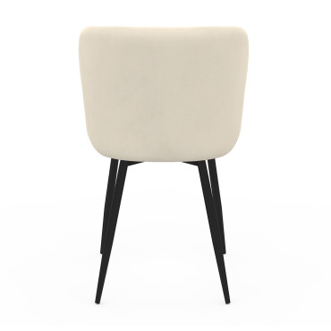 Chaises Taylor velours crème pieds métal noirs - lot de 4