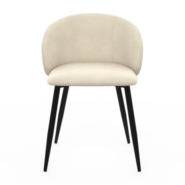 Chaises Léona velours crème pieds métal noirs - lot de 4