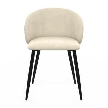 Chaises Léona velours crème pieds métal noirs - lot de 4