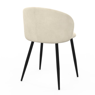 Chaises Léona velours crème pieds métal noirs - lot de 4
