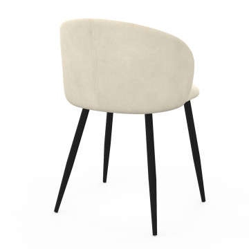 Chaises Léona velours crème pieds métal noirs - lot de 4