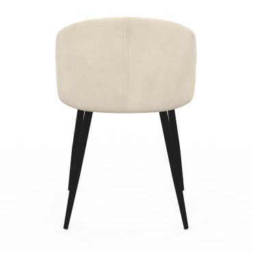 Chaises Léona velours crème pieds métal noirs - lot de 4