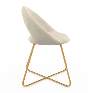 Chaises Malone velours crème pieds dorés - lot de 2