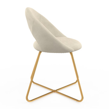 Chaises Malone velours crème pieds dorés - lot de 2