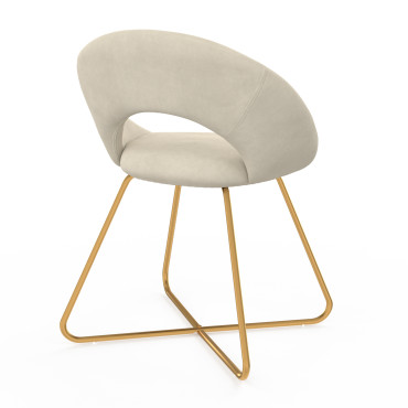 Chaises Malone velours crème pieds dorés - lot de 2