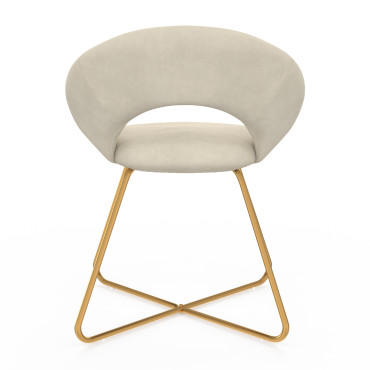 Chaises Malone velours crème pieds dorés - lot de 2