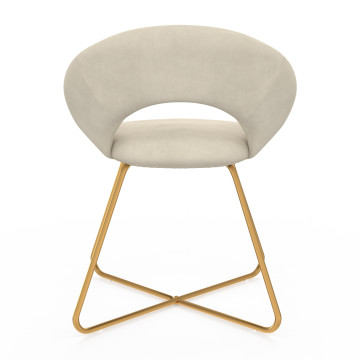 Chaises Malone velours crème pieds dorés - lot de 2