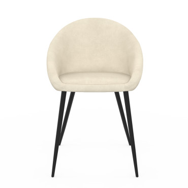 Chaises Dory velours crème pieds métal noirs - lot de 4
