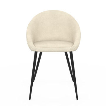 Chaises Dory velours crème pieds métal noirs - lot de 4