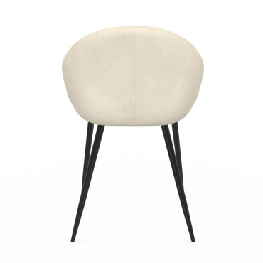 Chaises Dory velours crème pieds métal noirs - lot de 4