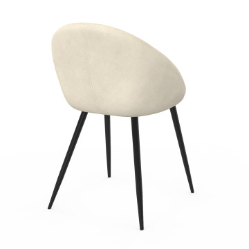Chaises Dory velours crème pieds métal noirs - lot de 4