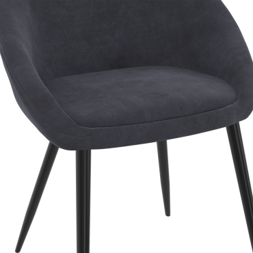 Chaises Dory velours gris pieds métal noirs - lot de 2