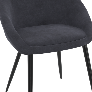Chaises Dory velours gris pieds métal noirs - lot de 2