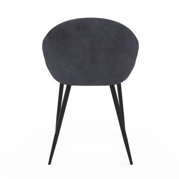 Chaises Dory velours gris pieds métal noirs - lot de 2