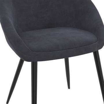 Chaises Dory velours gris pieds métal noirs - lot de 4
