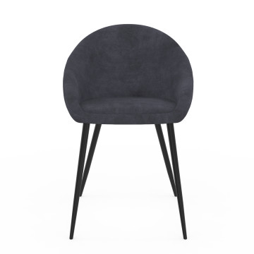 Chaises Dory velours gris pieds métal noirs - lot de 4