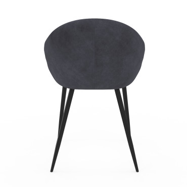 Chaises Dory velours gris pieds métal noirs - lot de 4