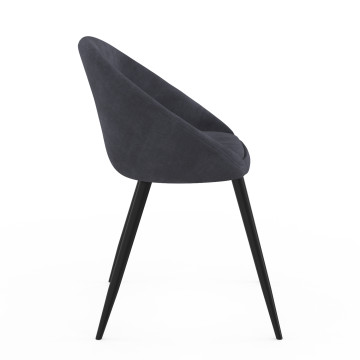 Chaises Dory velours gris pieds métal noirs - lot de 4