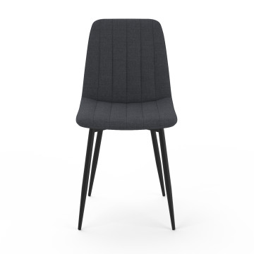 Chaises Fiona velours gris foncé pieds métal noirs - lot de 6
