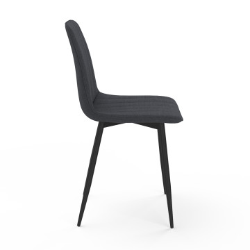 Chaises Fiona velours gris foncé pieds métal noirs - lot de 6