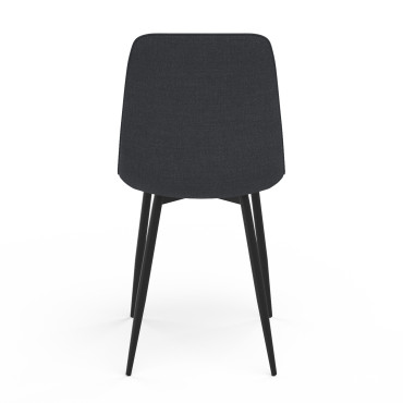 Chaises Fiona velours gris foncé pieds métal noirs - lot de 6