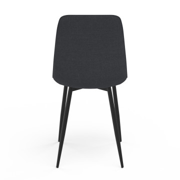 Chaises Fiona velours gris foncé pieds métal noirs - lot de 6