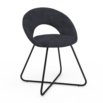 Chaises Malone velours gris foncé pieds noirs - lot de 2