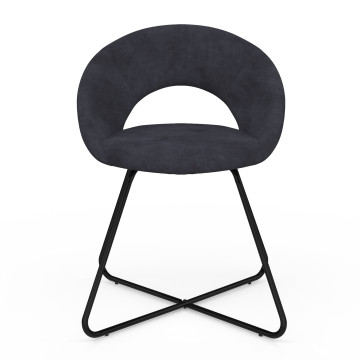 Chaises Malone velours gris foncé pieds noirs - lot de 2