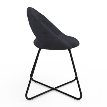 Chaises Malone velours gris foncé pieds noirs - lot de 2