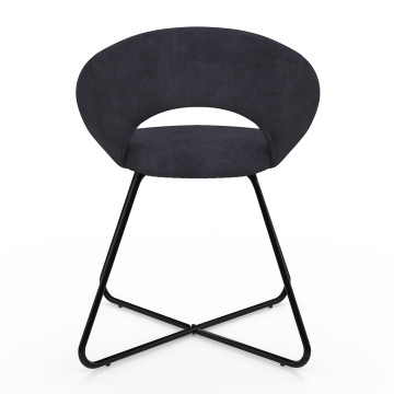 Chaises Malone velours gris foncé pieds noirs - lot de 2