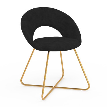 Chaises Malone en velours noir et pieds dorés - lot de 2
