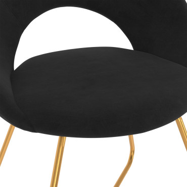 Chaises Malone en velours noir et pieds dorés - lot de 2