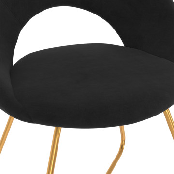 Chaises Malone en velours noir et pieds dorés - lot de 2