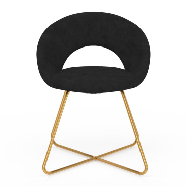 Chaises Malone en velours noir et pieds dorés - lot de 2