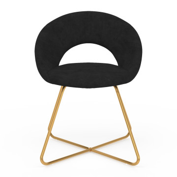 Chaises Malone en velours noir et pieds dorés - lot de 2