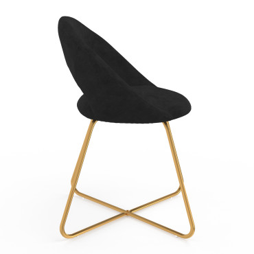 Chaises Malone en velours noir et pieds dorés - lot de 2