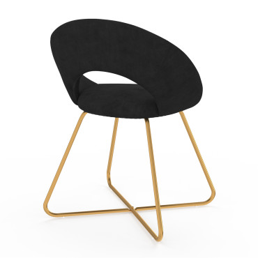 Chaises Malone en velours noir et pieds dorés - lot de 2