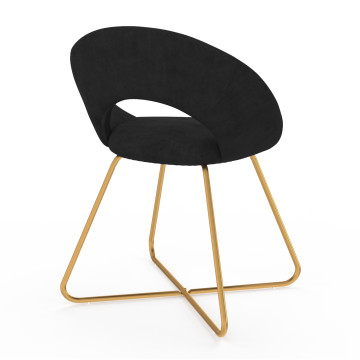 Chaises Malone en velours noir et pieds dorés - lot de 2