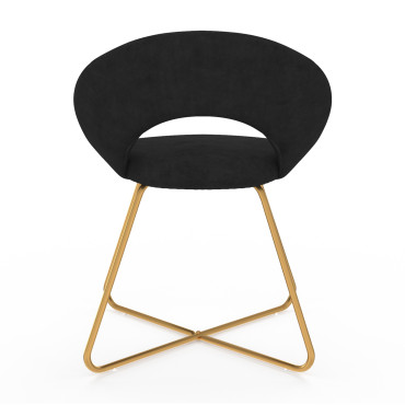Chaises Malone en velours noir et pieds dorés - lot de 2