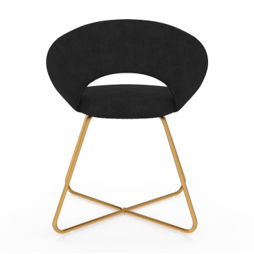 Chaises Malone en velours noir et pieds dorés - lot de 2