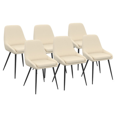 Chaises Ornella tissu beige pieds métal noirs - lot de 6