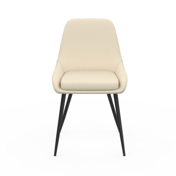 Chaises Ornella tissu beige pieds métal noirs - lot de 6
