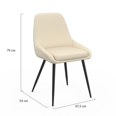 Chaises Ornella tissu beige pieds métal noirs - lot de 6
