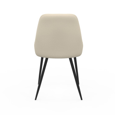 Chaises Ornella tissu beige pieds métal noirs - lot de 6