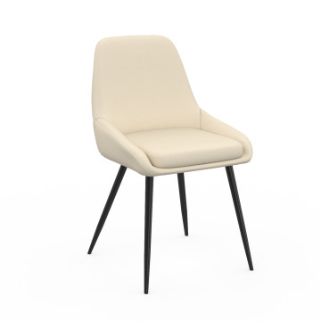 Chaises Ornella tissu beige pieds métal noirs - lot de 6