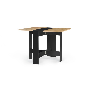 Table à manger carrée dépliable Edi bois et noir