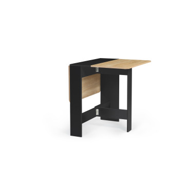 Table à manger carrée dépliable Edi bois et noir