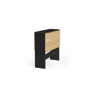 Table à manger carrée dépliable Edi bois et noir
